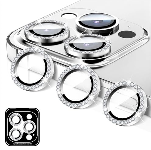 LucBuy Diamond Camera Lens Protector Compatible for iPhone 13 Pro/13 Pro Max, Sparkling Camera Lens Cover Film Stickers, Tempered Glass Screen Cover, Individual Auto-Align Metal Rings