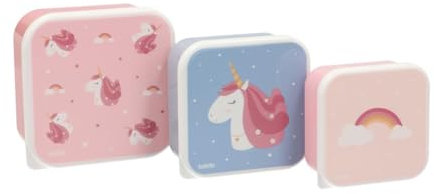 Tutete Set mit 3 Lunchboxen für Kinder, 500 ml, 350 ml, 300 ml, mikrowellen- und spülmaschinenfest, BPA-frei, ideal für Kindergarten und Schule | Magical Unicorn