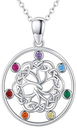 Rtyweth Chakra-Halskette, 7 Chakra-Imitat-Edelstein-Anhänger, bunte Strass-Halskette, Chakra-Blumen-Halsketten-Anhänger