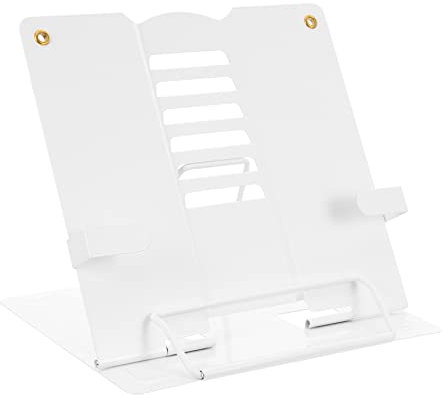 Sewroro Read Bookshelf Portable Sturdy Bookstands Reading Shelf Reading Holder Student Book Stand Laptop Stanf Desk Book Laptop Stand for Desk Tablet Holder Table Top Bookshelf Iron White