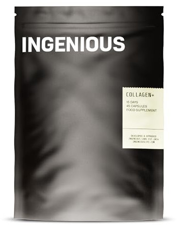 INGENIOUS 100% Pure Marine Collagen Capsules | Natural Astaxanthin > Powerful Than VitC | Hydrolysed Collagen Peptides | Hyaluronic Acid Supplement | Skin, Nails, Hair - 30Day Supply