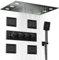 Colonne De Douche,Multifonctionnel Colonne De Douche Thermostatique Noir,Colonne Douche Encastrable,Avec Douche De Tête,Douchette À Main,Lumières LED Colorées,Jet Latéral De 4 Pouces Ensemble Douche