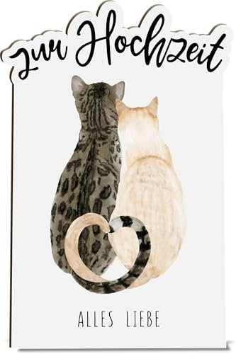 Hochzeitsgeschenk Katze Holzkarte - Hochzeit Geburtstagskarte | Karte für das Brautpaar, Hochzeitskarte, Glückwunschkarte zur Hochzeit, Geschenk für Brautpaar, Katzenmama, Für Katzenliebhaber