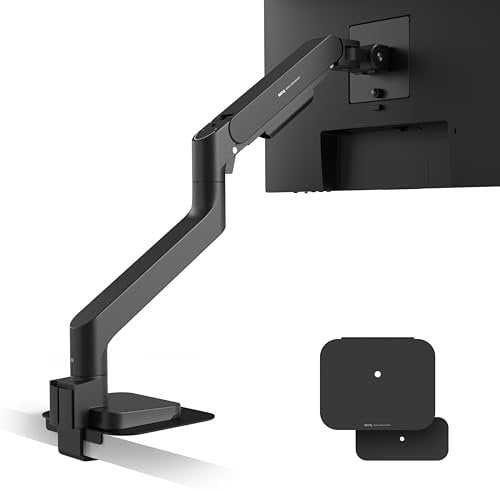 BenQ Ergo Monitor Arm -Gas Spring Monitor Stand for Up to 45'' & 44lbs Screens, Heavy Duty, Quick Installation, No Sagging, Top Clamp and Grommet Base, Reinforcement Plate, VESA 75x75 &100x100mm