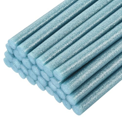sourcing map 30pcs Full Size Hot Glue Gun Sticks 11mm x 200mm High Sticky Large Hot Glue Sticks for Glue Gun, Glitter Sky Blue