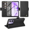 Giyer Cover per OPPO A40/A40M/A60 5G Custodia con Vetro Temperato, Premium Pelle PU Portafoglio Slot per Scheda RFID Antifurto Funzione Supporto Flip Case, Antiurto per OPPO A40 Cover (Nero)