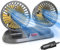 Lotvic Ventilador de Coche, Ventilador Coche Aire Frio, 12V Rotación de 360°, Conector de Encendedor de Cigarrillos Ajustable de Doble Cabezal, para SUV Barco Camión Furgoneta