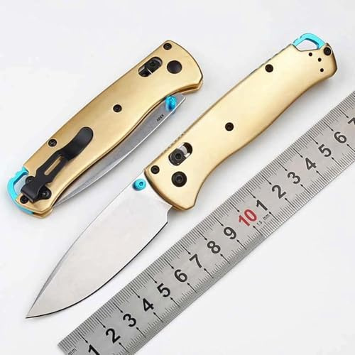 Klappmesser 7.4 Taschenmesser Gold Aus Edelstahl S90V, Kupfer, Klein Outdoor Survival Messer Edc Multi Jagdmesser Robust Tanto, Scharfes Einhandmesser mit Axis lock, Taschenclip, Geschenk für Männer