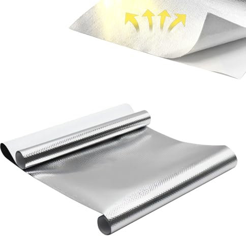 Hitzeschutz Aluminium Platte 60 x 200 cm Selbstklebend Hitzeschutzfolie,Kleberücken Aluminium Glasfaserblatt,für Schlauch und Automatische Verwendung