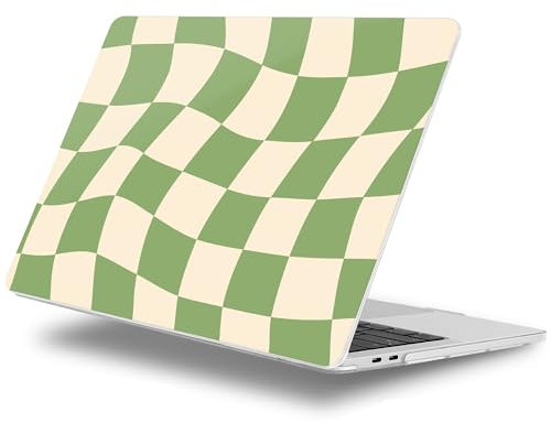 Lepeoac Hülle für MacBook Pro 13 Zoll mit/ohne Touch Bar (2016-2022, M2 A2338 M1 A2289 A2251 A2159 A1989 A1706 A1708), Hartschale + Tastaturabdeckung + Staubschutzstecker, Grün kariert