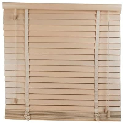 URBNLIVING Real Wood Venetian Blinds, Horizontal Wooden Slats with Privacy Valance & Cord Tilt Control, Pull Cord, Premium Timber Window Shades for Home or Office, Custom Sizes & Colours Available