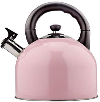 Kettle 304 Stainless Steel 4.4L Safe Drinking Water Fashion Health Induction Cooker Gas General Automatic Whistle Home Camping (Pink)