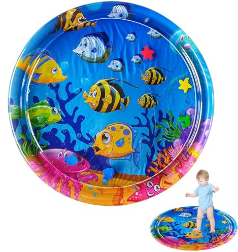 XVZ Wassermatte Baby - Baby Wasserspielmatte BPA Frei - Ideal Babymatte für Baby ab 3 6 9 Monate, Bauchlage Spielzeug - Tropische Fische (100cm x 100cm)