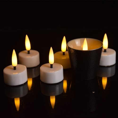 Enegg Votive Teelicht Kerzen batteriebetriebener Timer, 12 Pack 6 Stunden ein & 18 Stunden aus Zyklus Auto Tealihgts realistisch für Hochzeit saisonale festliche Feier Party Xmas Halloween Dekoration