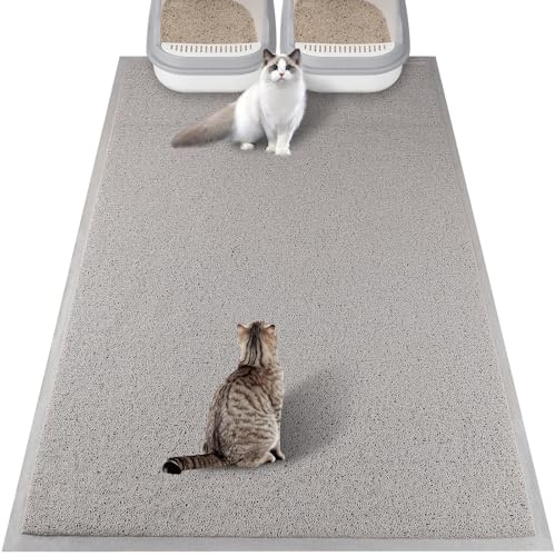 ondware Katzenklo Matte 80 x 120 cm, rutschfest, wasserdicht, Grau | Weiche Pfotenoberfläche, fängt Streu effektiv auf, schnell abspülbar, ideal für große Katzentoiletten