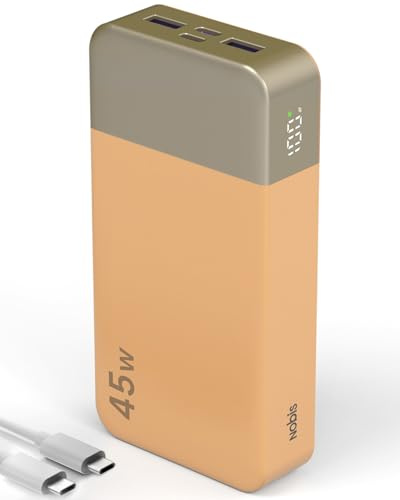 NOBIS 45W Power Bank Powerbank 20000mAh Schnellladung | 2×USB‑C (in/out) & 2×USB‑A, Digitalanzeige & Kleinstrommodus, Kompatibel mit Phone 17 S25