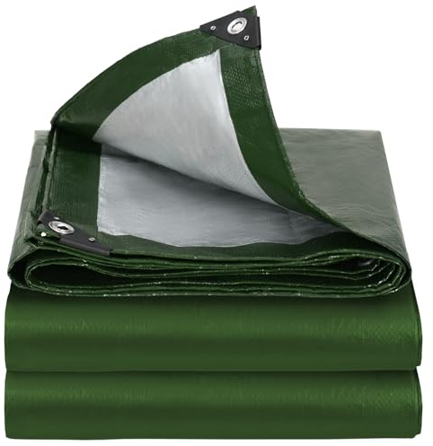 Velway 250 g/m² Bâche Imperméable et Résistante avec Œillets Renforcés | 5x6 m Bâche Extérieure Épaisse et Durable PE Tarpaulin Étanche Revêtement Imperméable pour Bois, Jardin, Voitures - Vert