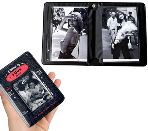 Mini Fotoalbum zum Selbstgestalten für 9x6 Fotos Filme, 40 Taschen, Kleines Fotoalbum mit Frontfenster, Einsteckalbum für Sammel Aufbewahrung von Kunstwerken oder Postkarten (Farbe 3)