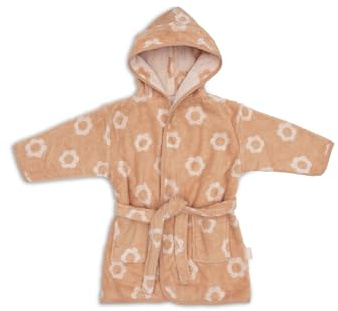 Jollein Bademantel Kinder 1-2 Jahre - Jacquard, Flower - 100% Baumwolle - Frottee - OEKO-TEX Zertifziert - Mit Kapuze - Bademantel für Mädchen und Jungen