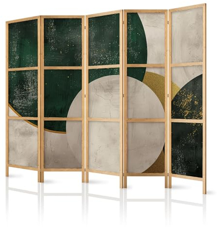 framed concept - Paravent Raumteiler aus Holz 225x172 cm, 5-teilig, einseitig, im orientalischen Stil