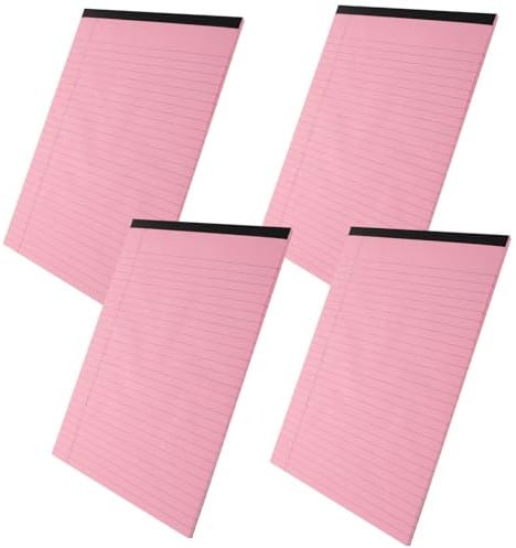 Abaodam 4 Stück A4 Notizblock Kariert und Liniert Rosa Papier Abreißbar und Nachfüllbar mit Horizontalem Layout und Geteilten Spalten für Arbeit und Studium