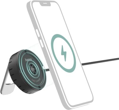 Hama Qi2 Wireless Charger, 25 W, magnetisches Ladegerät, induktives Ladepad für iPhone, MagSafe & Qi2-kompatible Smartphones, Schnellladen, Schwarz