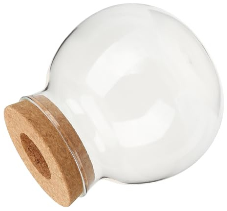 CORHAD Rundes Glas Pflanzenterrarium mit Korkdeckel und Haltbarkeit als Wasserpflanzvase für Pflanze im Wasserglas großformatig für Wohnzimmer und Hydroponische Pflanzen