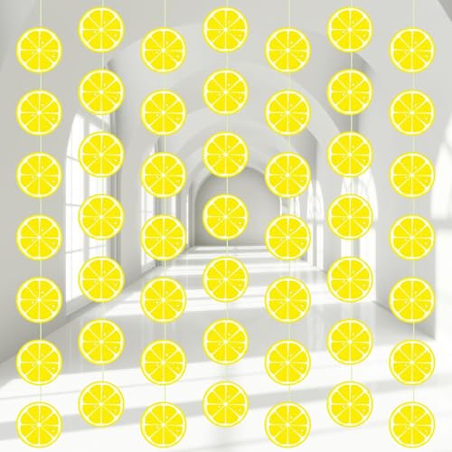 Zitronen Banner, 8 Stück Papier Girlande Deko, Obst Girlande, Sommer Party Deko, Zitronen Dekos für Kindergeburtstagsfeier Sommer-Mottoparty Gartendekoration Urlaubsdekoration Schrankanordnung