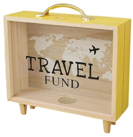 Money Saving Jar Travel Fund Box Vacation Fund Box Decorative,Travel Fund Piggy Bank, Dream/Travel/Honeymoon Fund Cash Box Savings Money Bank For Adults