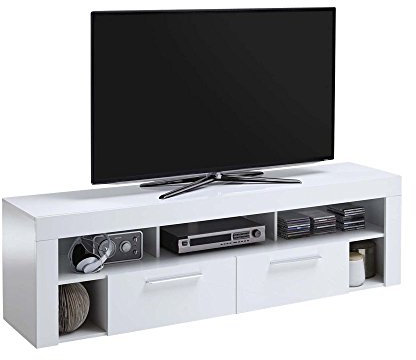 TV-Lowboard Gaia - in Atelier weiß in 180x53x41,5 cm, Schrankwand, Schrank, Wohnzimmerschrank, Wohnzimmer, Mediaaufbewahrung, TV Schrank Farbe Sandeiche Nachbildung