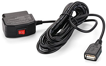 REARMASTER Universal OBD Power Cable for Dash Camera,24 hours Surveillance with mode switch button (usb)