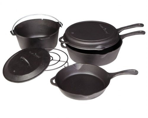 Camp Chef Feuertopf 6 Piece Cast Iron Set Gusseisen Grilltopf Schmortopf Grill BBQ