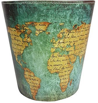 Emartbuy Fabric PU Leather Paper Pin Dustbin Retro Vintage Cool Quirky Home Office - World Map