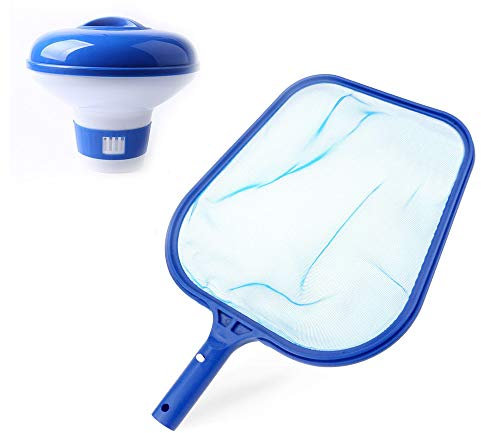 Kungfu Mall Schwimmbad-Reinigungsset, 5 Zoll (12,7 cm), chemischer Schwimmer und Kescher für Brunnen, Aquarien, Whirlpools, Spas, Teiche