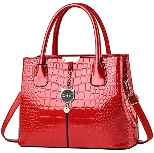 NIYUTA Donna Borse a mano moda vernice casual Borse a spalla Borse a tracolla Borse Tote rosso