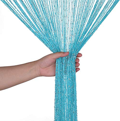 WedDecor Schnur Vorhänge Glitzer Fransen Panel Fliegengitter Zimmer Organizer Quaste Vorhang für Türen, Türöffnung, Windows, Wohnkultur, Ereignis Dekoration, (90cm x 200cm) - Türkis, 90 x 200cm