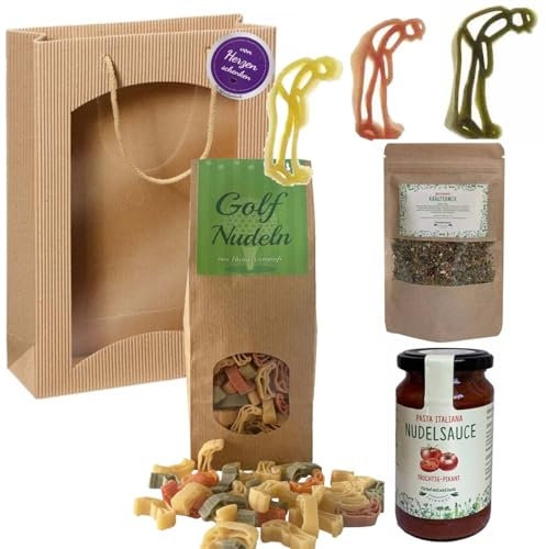 Feinkost-Set Golf mit Nudeln, Sauce und Gewürzen // Geschenk für Golfer