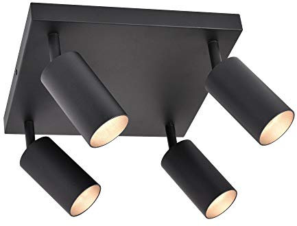 max K O M F O R T LED Deckenleuchte 866-4 schwarz | 4x schwenkbare GU10-Spots | Aluminium-Kreuzdesign | Decken- & Wandmontage | IP20 | 230V | für Wohnraum & Gewerbe