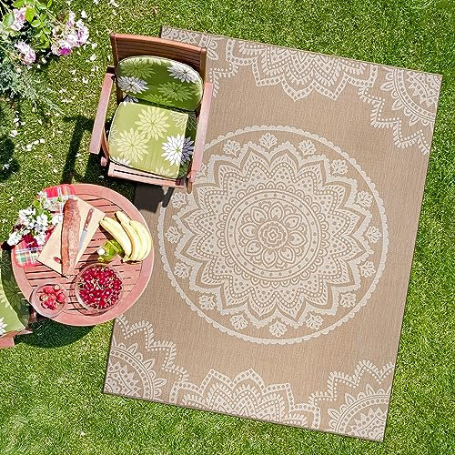 CAMILSON Outdoor-Teppich, 20,3 x 25,4 cm, moderner Teppich für Innen- und Außenbereich, Terrassen und Veranden, wasserdicht, waschbar, fusselfrei, leicht zu reinigen, Außenteppich (20,3 x 25,4 cm,