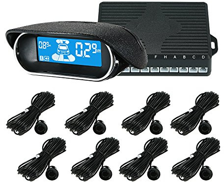 Car Reverse Backup Radar System,Shkalacar Front and Rear Parking Sensors Kit, 8/Sensors Electronics Cars Parking Assistance Reversing Radar with LED Display and Sound Warning