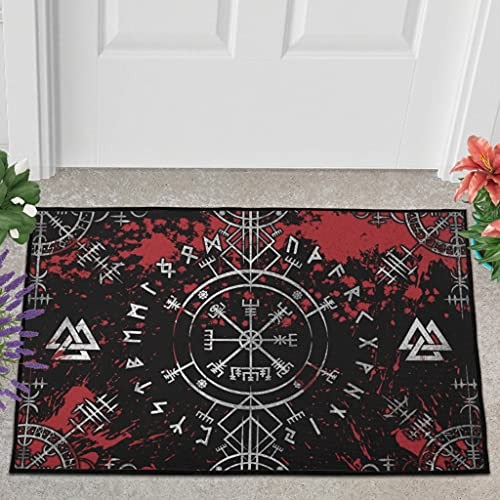 Veryday Wikinger Odin Runen Fußmatte Türmatte Eingangsmatte Fußabtreter Fußabstreifer Türvorleger Schmutzfangmatte Sauberlaufmatte Haustürmatte für Badezimmer White 40x60cm