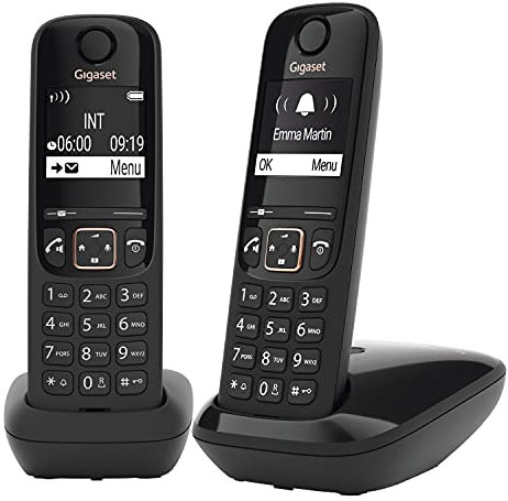 Gigaset A694 DUO - Two Cordless DECT Telephones - Large High Contrast Display - Excellent Audio Quality - Ergonomic Keypad, Black [UK Version]