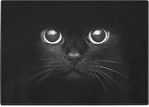 Black Cat Face Glass Chopping Board - Small, Transparent