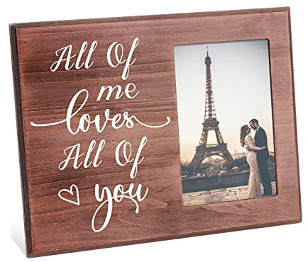 FINGERINSPIRE Liebhaber Romantische Bilderrahmen 25X20cm - All of me loves All of you - Holz Verlobte Paare Fotorahmen Flitterwochen Reise Fotorahmen für Paare Verliebte Valentinstags Geschenk