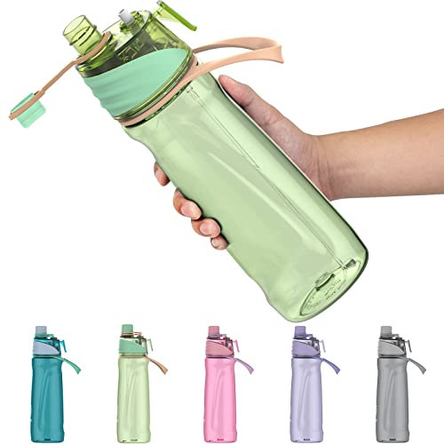 Healter 950ml Gourde brumisateur enfant Bouteille sport pour hydratation en extérieur Bouteille d'eau de cyclisme étanche pour Fitness et sports de plein(Vert)