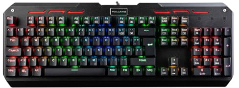 Modecom Volcano Hammer RGB Mechanische Gaming Tastatur | Blaues Outemu Switch QWERTZ Layout | Ergonomisches Design für PC Gamer | Anpassbare RGB Hintergrundbeleuchtung | Robustes Gehäuse