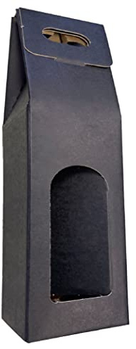 IMBALLAGGI 2000 -5 Black Wine Boxes - Cardboard Boxes for Prosecco Champagne Bottles - Pack of 1 Bottle - Ideal for Christmas and Special Occasions
