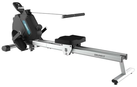 Cecotec Klappbares Rudergerät mit kombinierter Widerstandstechnologie: Luft- und Magnetwiderstand mit LCD-Display Drumfit Rower Eolo Magno, 8 manuell einstellbare Widerstandsstufen, Rollen, Haltegurte