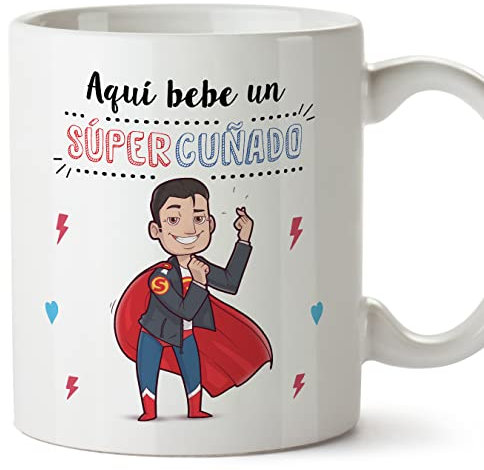 MUGFFINS Tazas para CUÑADO - En Español - Super Familia - 11 oz / 330 ml - Regalo original y divertido