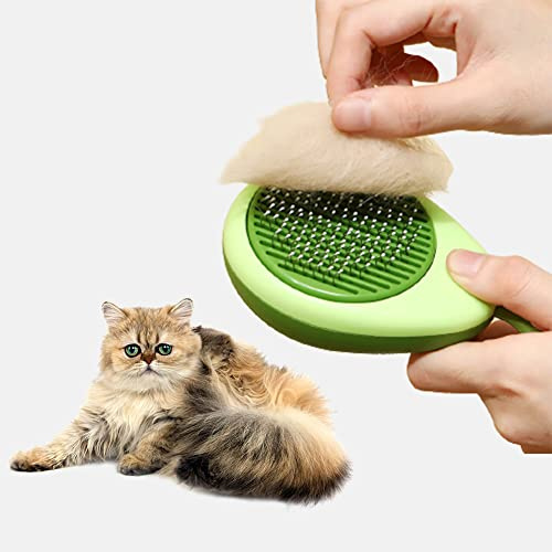 Portable Avocado Dog & Cat Slicker Brush - Self-Cleaning, Massaging Grooming for Pets with All Hair Types